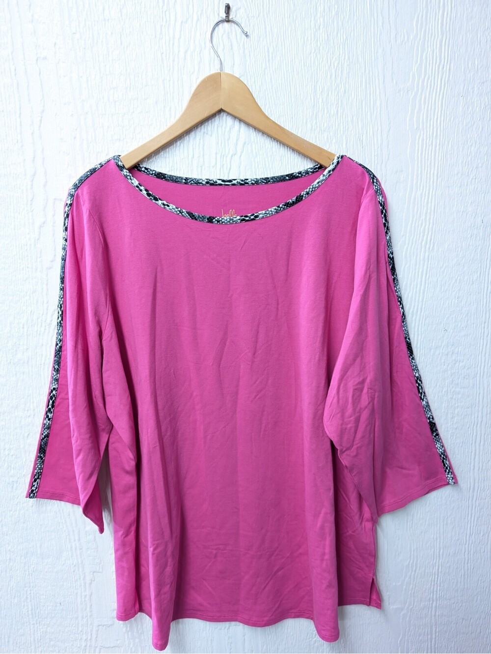 Belle by Kim Gravel TripleLuxe Animal Print Snake Trimmed Top Small Size XL